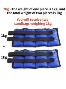 2pcs/1 Pair Strength Training Wrist & Ankle Sandbags, 1-6KG Optional Weight [Product Weight Refers To Total Weight Of Two Sandbags! For Example: 1kg = Two 0.5kg Sandbags, 2kg = Two 1kg Sandbags] - Blue - View 17