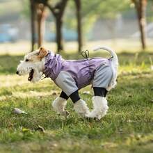 1件裝狗狗雨衣，全可調式寵物防風外套，附牽繩孔、自鎖拉鍊、高品質連帽一體式設計，適合大型、中型、小型犬，反光四足寵物衣 - 彩色 - 查看 23