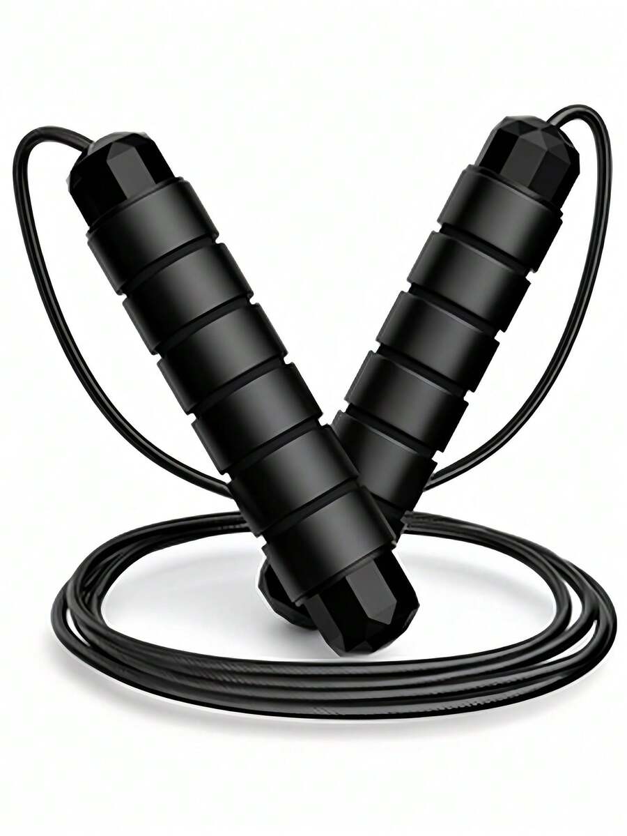 Tangle Free Steel Jump Rope With Anti Slip Grooved Grip Adjustable Weighted Jump Rope For Unisex Adults Durable Jump Rope Ideal For Daily Cardio Workout Weighted Jump Rope Home Exercise Equipment Weight Loss Gym Workout Equiment