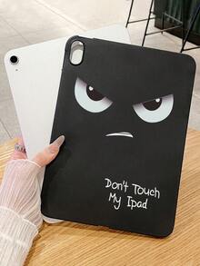 1pc Angry Tsundere Expression With "Don't Touch My " Funny Letter Slogan Print Tablet Case, Matte Black Anti-Drop Tablet Protective Cover, Quirky Personalized Tablet Accessory, Suitable For Daily Use And Gift-Giving All Year Round, Back To School, Birthday, Christmas Gift Choice, Fashionable Tablet Protective Sleeve For Home And Study - Multicolor - View 5