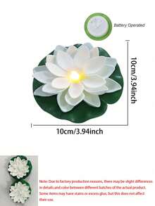 2件組防水漂浮LED蓮花燈，電池供電水觸發暖白色漂浮花燈，附睡蓮葉，適用於泳池、花園、河流、池塘的婚禮週年裝飾漂浮蠟燭燈，可用於許願（暖白色） - A - 查看 9