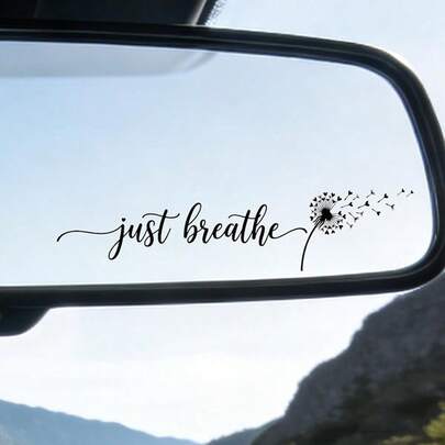 3 piezas Pegatinas creativas personalizadas de diente de león soplando al viento Justbreath en inglés para espejo decorativo de coche