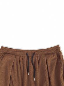 Celana Panjang Korduroi Pria, Warna Polos, Jatuh, Celana Kaki Lebar Kasual, Potongan Longgar, Cocok Untuk Berpergian dan Berlari, Musim Gugur/Dingin - Coklat - View 4