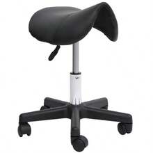 Rolling Saddle Stool, Swivel Salon Chair, Ergonomic Faux Leather Stool, Adjustable Height With Wheels For Spa, Salon, Massage, Office, Black-XY758296 - Multicolor - View 1