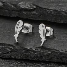 1 Pair For Exquisite Mini Stainless Steel Fishbones, Pencils, Apples, Butterflies, Fish Earrings, Jewelry Accessories - Silver - View 12