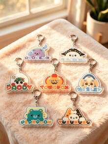 1/7pcs GMMTV Animal Shaped Acrylic Keychain, Bag Charm, Fans Merch Goods, Suitable As Character Keyring, Cute Keychain For Bags, Car Key Collection, Party Gift - Multicolor - View 5