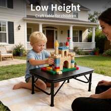 Small Camping Portable Table, Black Aluminum Frame, Adjustable Height Up To 21", Lightweight Carry Handle, Portable For Travel, Camping Outdoor Use - 2 Ft X 1.3 Ft X 1.78 Ft H No Umbrella Hole - View 2