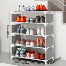 [1pc]Simple Multi-Layer Shoe Rack, Black/Grey Metal Material, Sturdy Thickened Shoe Storage Rack, Dust-Proof Multi-Functional Organizer, Easy Assembly, Modern Style, Suitable For Student Dorm, Home Entrance, Hallway, Balcony - View 13