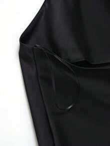 Top de satén de unicolor con cuello halter y espalda descubierta para primavera/verano - Negro - Ver 8