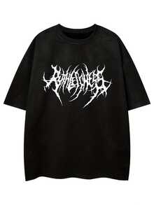 [Selected Pine Resin Ink]Men's Casual Fashion  Suede Foam Short Sleeve Shirt T Shirt - Black - View 1