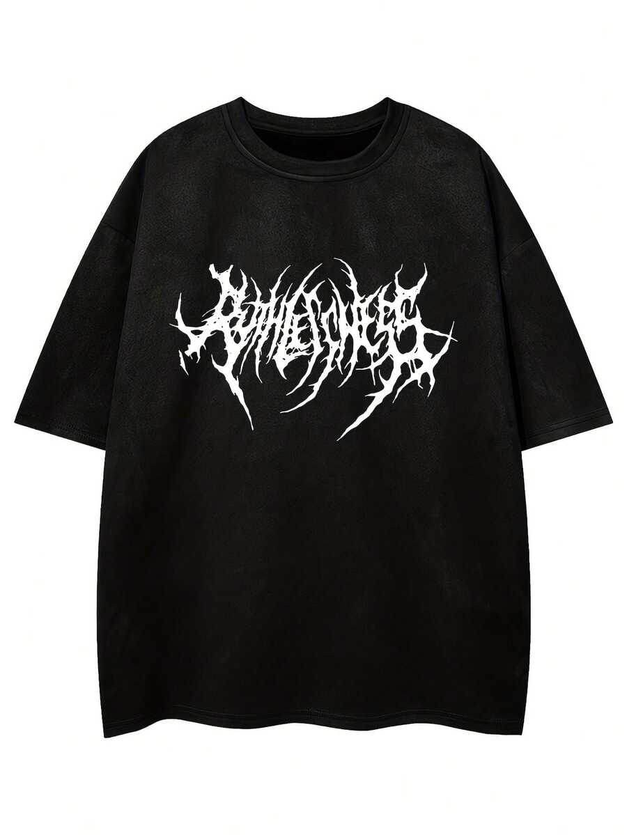 [Selected Pine Resin Ink]Men's Casual Fashion  Suede Foam Short Sleeve Shirt T Shirt - Black - View 1