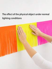 2pcs/1pc-Glow In The Dark Party Supplies - Neon Fringe Banner, Fluorescent Macaron Yellow Green Pink Metallic Tinsel Curtain, Metallic Tinsel Banner, Photo Booth Prop Table Skirt, Photo Backdrop,Birthday, Graduation, Christmas Party Decor - Width - View 7