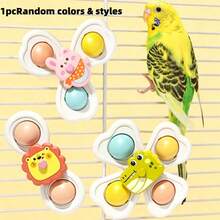 1pc/2pcs Parrot Toys, Parrot Intelligence Chewing Climbing Toys, Parrot Boredom Relief Toys, Suction Cup Bird Entertainment Toys, Parrot Rotating Wheel Toys, Can Be Fixed To Bird Cage Or Attached To Glass, Tile And Other Smooth Surfaces. - A+B - View 7