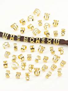 150pcs Elegant Hair Jewelry For Braids Adjustable Hair Rings With Intricate Designs, Vintage-Inspired Accessories For Girl's Dreadlocks - Gold - View 4
