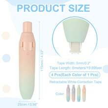 1pc Cute Correction Tape, 20ft Retractable White Smooth Pull-Out Pen, Convenient Instant Correction, Easy To Use, Beautiful Applicator Set, Replaceable Refill, Suitable For Students, School And Office Supplies, Easy To Use, Suitable For School Use, 4 Colors Available (Retractable) - Multicolor - View 11