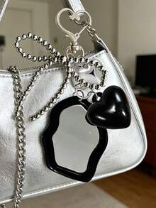 Y2K Sweet Cool Exquisite Fashion Acrylic Keychain, Women's Red Mirror Keychain And Heart Bow Knot Decoration, Asymmetric Mirror Heart Bow Knot, Fashion Bag Charm Alloy Fashion Accessory, Fashion Friendship And Couple Gift, Bag Accessory, Novelty Gift For Family And Friends, Mother's Day, Teacher's Day, Valentine's Day, Easter, Back To School, Dorm, Beach, Travel - Multicolor - View 9