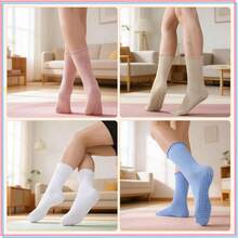 1/3/5/6/8/9/10 Paia di Calze Sportive da Donna Calcuit, Combinazione Multicolore, Costolatura Verticale, Fascia Antiscivolo, Suola in Silicone Antiscivolo, Stile Coppia, Adatte per Tutte le Stagioni, Tessuto a Maglia, Multifunzionali Casa/Fitness/Yoga/Pilates - Multicolore - Visualizzare 4