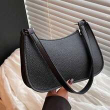 Novachic Women's Autumn Shoulder Bag, Minimalist Style, Zipper Closure, Vintage Design, Suitable For Multiple Occasions - Black - View 2