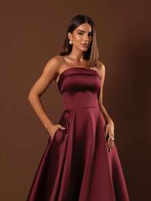 Elegant Strapless Graduation Party Dress Code 110 - Redwood - View 4