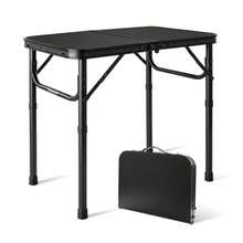 Small Camping Portable Table, Black Aluminum Frame, Adjustable Height Up To 21", Lightweight Carry Handle, Portable For Travel, Camping Outdoor Use - 2 Ft X 1.3 Ft X 1.78 Ft H No Umbrella Hole - View 8