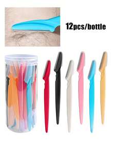 30/24/20/12/6/3/1件多功能眉毛修剪器 多功能刮毛工具 除毛工具 女用臉部美容刮毛器，附防水透明化妝包，適合女性旅行用眉毛修剪刮毛器，去除多餘毛髮使肌膚光滑，塑膠修眉刮毛器附蓋，適用於美髮沙龍美容旅行必需品，可用於眉毛、身體與臉部 - 彩色 - 查看 6
