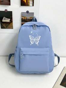 1 pieza Mochila con mariposa a rayas blancas de gran capacidad con múltiples bolsillos, ligera para estudiantes y adolescentes, perfecta para el campus, viajes y desplazamientos diarios - Multicolor - Ver 16