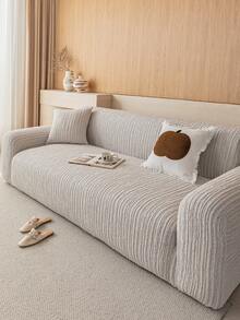 1pc 3D Sofa Cover, Multi-Functional Full Coverage Sofa Slipcover, Solid Color Geometric Pattern Design Sofa Protector Holiday Decor High Elasticity All-In-One Sofa Cover, Suitable For All Seasons - Grey - View 4