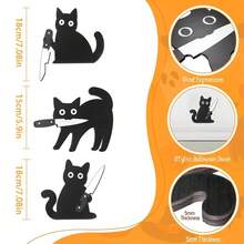 Set Dekorasi Dinding Kayu Kucing Hitam Menyeramkan dengan 3 Buah Pose Unik, Dekorasi Seni Dinding yang Menyenangkan, Cocok untuk Lorong Masuk, Dapur, Rak, Hadiah untuk Pecinta Kucing - 3 buah - View 8