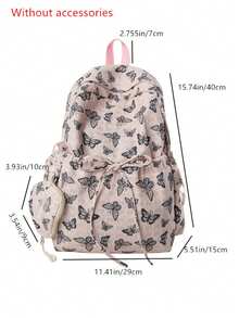 Bolso tote de gran capacidad con cordón y estampado de lazo, monedero desmontable, estilo sobre rojo, regalo para campus y exteriores, sin accesorios - Rosa - Ver 7