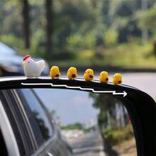 6/12pcs Cute Chick Figurines, Round And Exquisite Design, Suitable For Dashboard And Rearview Mirror, Decorate Car Interior With Healing Mood - Mother Hen and Chicks Car Ornament - View 6
