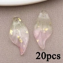 20pcs Glass Colored Leaf Pendant Jewelry Making DIY Earrings Pendant Various Design Charms For Jewelry Making Bracelets Necklace - Multicolor - View 16