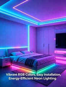 RGB 霓虹燈條 LED 燈條 矽膠繩燈 USB 供電 柔性燈條，配備 44 鍵遙控器，適用於遊戲室、派對、牆面、天花板、居家、房間、花園、聖誕節、電視/電腦背光裝飾、家居裝飾、節日裝飾、派對裝飾、生日裝飾、萬聖節裝飾 - RGB - 查看 10