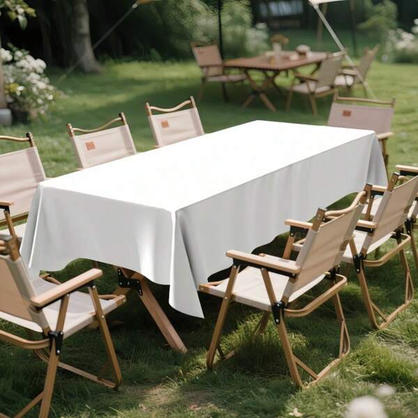 137*274 cm wegwerpbaar effen PEVA tafelkleed, minimalistisch rechthoekig tafelkleed voor verjaardagsfeest, bruiloft, feestdagenbijeenkomst decoratie