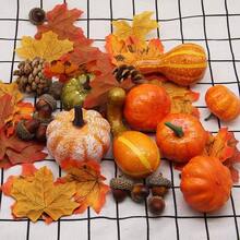 50pcs Artificial Pumpkins, Autumn Harvest Artificial Pumpkin Set, Home Decor, Autumn Pumpkin Decoration Set, Mini Artificial Gourds, Maple Leaves, Acorns Decoration, Suitable For Home, Wedding, Autumn Tabletop Display, Halloween, Thanksgiving, Harvest Farmhouse Table Multi-Layer Tray Set, Best Seasonal Holiday Decoration Supplies - Multicolor - View 2