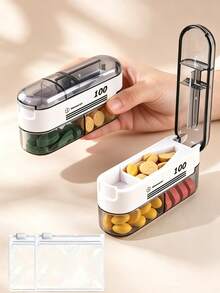 New Portable Pill Cutter & Pill Box 3-In-1 Multifunctional Mini Pill Splitter, Convenient Pill Storage Box, Easy-To-Use Design, Plastic Material, Simple To Operate, Suitable For Daily Medication And Travel, Ideal For Office Workers, Students, Travelers, Seniors, Household Essential, Perfect Choice For Birthday Gift, Back To School Gift, Holiday Gift, Teacher's Day Gift, Mother's Day Gift And Easter Gift - Multicolor - View 1