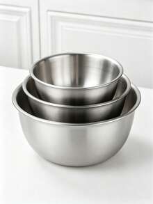 (1pc/3pcs)Stainless Steel Rolled Rim Mixing Bowls, Multi-Size Stackable Kitchen Bowls For Baking, Mixing And Food Prep, Durable Cooking Storage Bowls, Ideal Kitchen Gadget, Christmas Gift - View 7