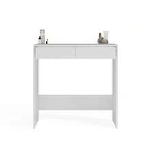 1 Piece Modern Slim Space-Saving Accent Table, 81cm Length Narrow 50cm Depth Two Concealed Storage Drawers, Multi-Scene Hallway Console, Makeup Table, Mini Computer Desk, Apartment Side Cabinet, Cosmetic Organizer Table - Multicolor - View 9