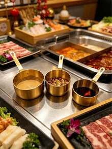 6pcs Stainless Steel Sauce Cups With Handle, Durable Multi-Functional Tableware. Suitable For Dipping Sauces, Gravies, And Baking Ingredients. Enhances Dining Elegance; A Great Practical Gift For Home Cooking Enthusiasts. 1pc/2pcs - Gold - View 4