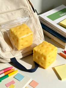 1pc Moldable Squishy Realistic Cheese Stress Toy, Slow Rising Squeeze & Shape Fidget, Soft Cheese Block Squishy, Creative Desk Anxiety Relief Decor, Fun Healing Squishy Gift - Multicolor - View 4
