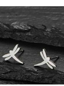 1 Pair For Exquisite Mini Stainless Steel Fishbones, Pencils, Apples, Butterflies, Fish Earrings, Jewelry Accessories - Silver - View 3