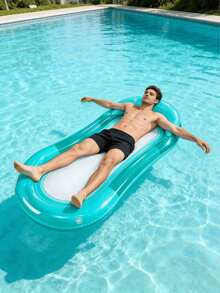 Inflatable Floating Mat, Transparent Minimalist Design With Headrest, Gradient Jelly Color, Suitable For Water, Swimming Pool, Beach, Home Pool, Can Be Used As Inflatable Floating Mat, Water Inflatable Resting Seat, Swimming Pool Inflatable Floating Device, Swimming Pool Inflatable Raft, Air Pump Sold Separately - Gradient - View 12