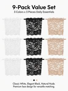 3pcs Elegant Floral Glare Proof Bra Pad - Fashionable & Comfortable Bra Enhancer, Lace Knitted Liner Suitable For Random Women Styles - Multicolor - View 17