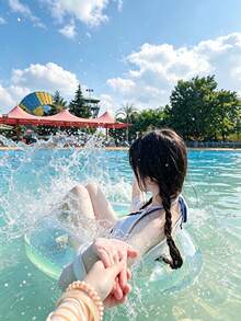 Women's Adult Thick Transparent Glitter Lifebuoy Inflatable Swim Ring, Inflatable Arm Bands Swimming Gear - Multicolor - View 1