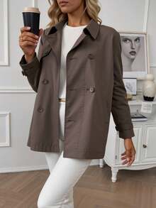 Gabardina Clásica Mujer Modelo DONA Algodón Elegante con Cinturón Ajustable – Estilo Moderno, Casual, De Diario. - Marrón - Ver 2