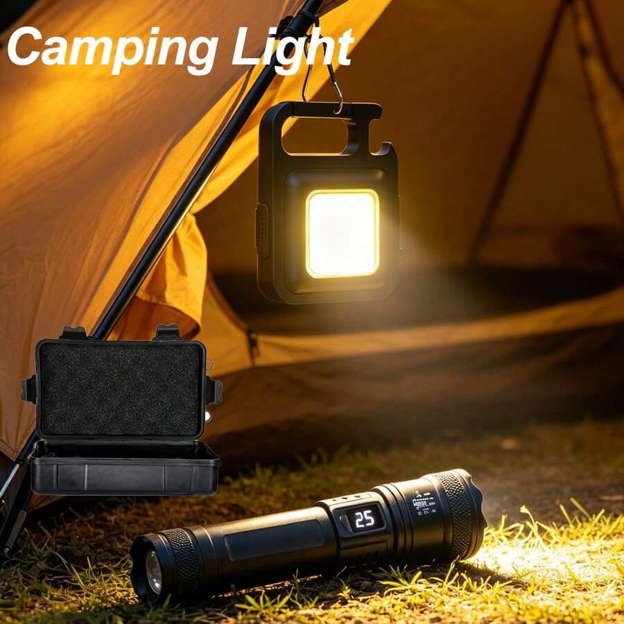 Multifunctional Rechargeable LED Flashlight With Digital Power Display, Zoomable Adjustable,3 Light Modes Suitable For Camping, Night Patrol, Auto Repair, Exploration, Fishing And Emergency Use - Multicolor - View 1