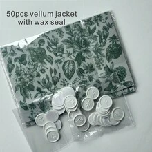 NIEWSPECIAL 20/50/100入 藍色或綠色空白、或粉色花卉硫酸紙信封，適用於5x7英吋婚禮邀請函、DIY邀請函、客製化硫酸紙信封 - 綠色 - 查看 15