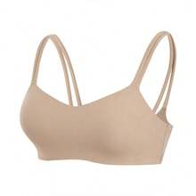 Nike DRI-FIT Solid Color Logo Sports Bra, Khaki - Khaki - View 2