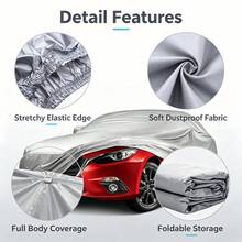 Waterproof Car Cover, All Weather UV Sun Rain Snow Protection Full Exterior Auto Cover, Windproof Dustproof Sedan Vehicle Cover With Elastic Bottom Edge, Universal Fit For Outdoor Parking - Silver - View 4