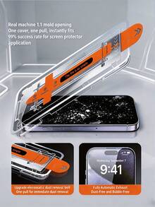 2pcs One-Click Dust-Free Installation High-Definition Tempered Glass Screen Protector, Anti-Explosion Anti-Scratch, Suitable For Xiaomi 17T 15T 14T 13T Poco M6 M7 X6 Note 14 13 Pro 4G 5G 14C A5 A4/Suitable For IPhone 17 16 15 Series, 9H Hardness High-Strength Silk Screen Printing Process, No Bubbles, Auto-Adsorption, Easy Installation, Phone Screen Protector - Clear - View 5