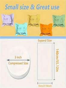 Compressed Travel Towel - Quick-Dry Portable Disposable Bath Towel, Individually Packaged Ultra-Soft Absorbent Microfiber, Suitable For Gym, SPA, Hotel, Camping, Fitness, Durable Travel Essential - Multicolor - View 6
